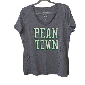 Bean Town Graphic Womens Gray V-Neck T-Shirt XXL By Local Pride Todd Snyder